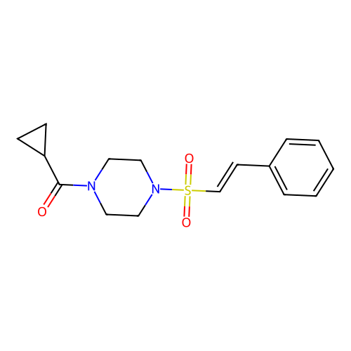 1-Cyclopropanecarbonyl-4-(2-phenylethenesulfonyl)piperazine structure
