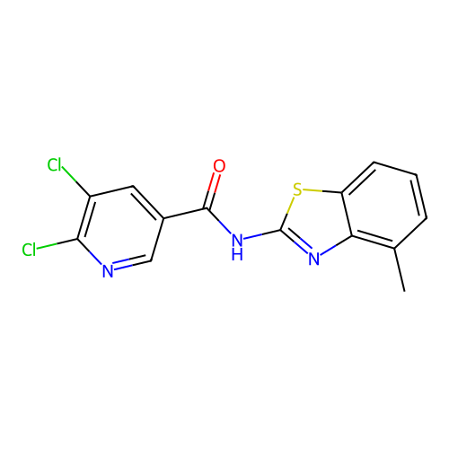 5,6-dichloro-N-(4-methyl-1,3-benzothiazol-2-yl)pyridine-3-carboxamide structure