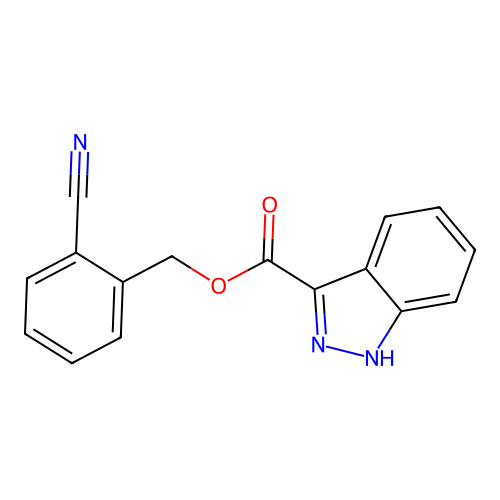 (2-cyanophenyl)methyl 1H-indazole-3-carboxylate structure
