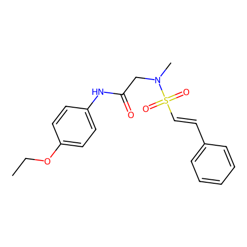 N-(4-ethoxyphenyl)-2-[methyl-[(E)-2-phenylethenyl]sulfonylamino]acetamide structure