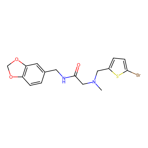 N-(1,3-benzodioxol-5-ylmethyl)-2-[(5-bromothiophen-2-yl)methyl-methylamino]acetamide structure