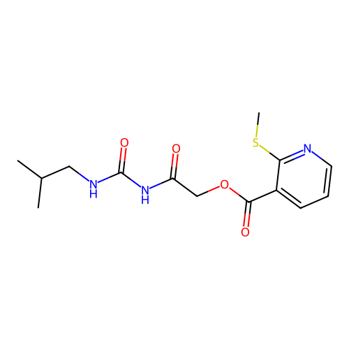 [2-(2-methylpropylcarbamoylamino)-2-oxoethyl] 2-methylsulfanylpyridine-3-carboxylate structure