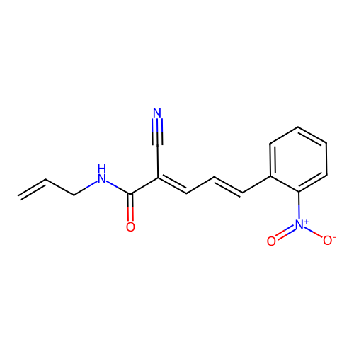 2-cyano-5-(2-nitrophenyl)-N-(prop-2-en-1-yl)penta-2,4-dienamide structure