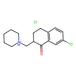1(2H)-Naphthalenone, 3,4-dihydro-7-chloro-2-(piperidinomethyl)-, hydrochloride structure