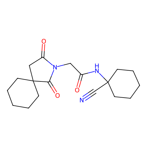 N-(1-cyanocyclohexyl)-2-{1,3-dioxo-2-azaspiro[4.5]decan-2-yl}acetamide structure