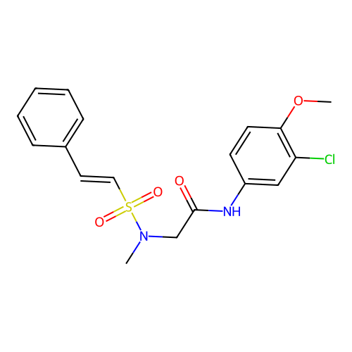 N-(3-chloro-4-methoxyphenyl)-2-[methyl-[(E)-2-phenylethenyl]sulfonylamino]acetamide structure