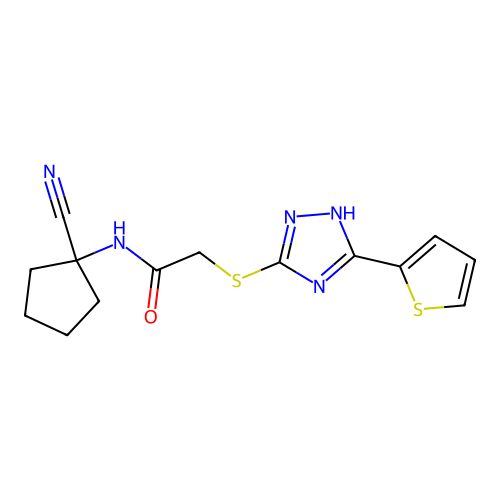 N-(1-cyanocyclopentyl)-2-[(5-thiophen-2-yl-1H-1,2,4-triazol-3-yl)sulfanyl]acetamide structure