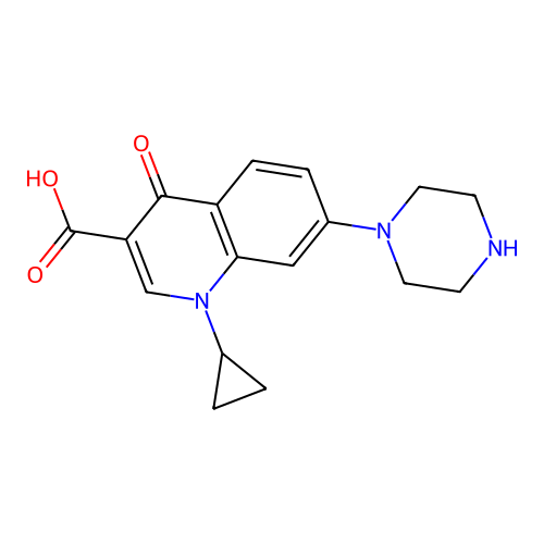 Desfluorociprofloxacin structure