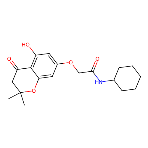 N-cyclohexyl-2-((5-hydroxy-2,2-dimethyl-4-oxochroman-7-yl)oxy)acetamide structure