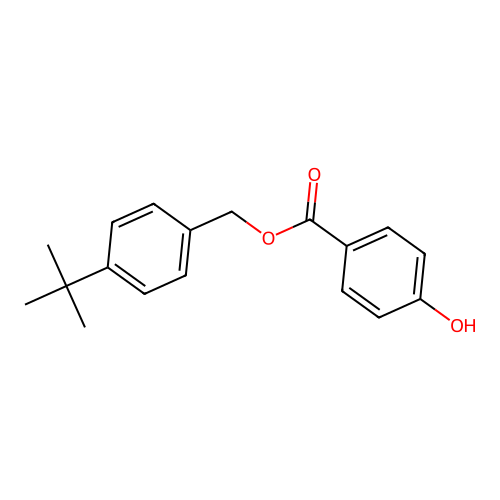 Benzoic acid, 4-hydroxy-, [4-(1,1-dimethylethyl)phenyl]methyl ester structure