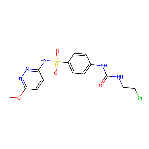 1-(2-Chloroethyl)-3-[4-[(6-methoxypyridazin-3-yl)sulfamoyl]phenyl]urea structure