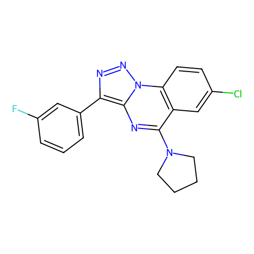 7-Chloro-3-(3-fluorophenyl)-5-pyrrolidin-1-yltriazolo[1,5-a]quinazoline structure