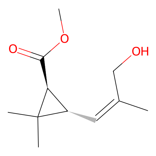Methyl (1S,3S)-3-((Z)-3-hydroxy-2-methylprop-1-enyl)-2,2-dimethylcyclopropane-1-carboxylate structure