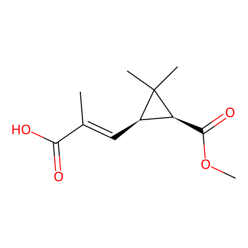 (E)-3-((1R,3S)-3-Methoxycarbonyl-2,2-dimethylcyclopropyl)-2-methylprop-2-enoic acid structure