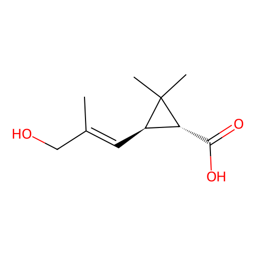 (1R,3R)-3-((E)-3-hydroxy-2-methylprop-1-enyl)-2,2-dimethylcyclopropane-1-carboxylic acid structure