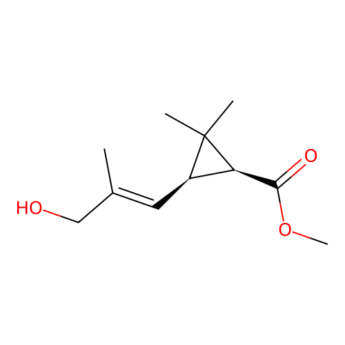 Methyl (1S,3R)-3-((E)-3-hydroxy-2-methylprop-1-enyl)-2,2-dimethylcyclopropane-1-carboxylate structure