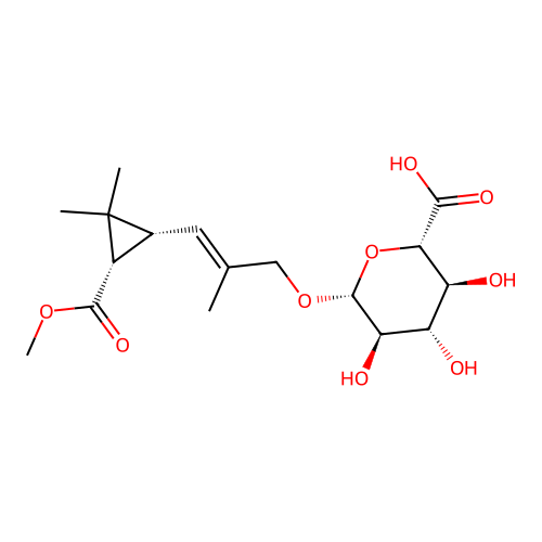 (2S,3S,4S,5R,6R)-3,4,5-Trihydroxy-6-((E)-3-((1R,3S)-3-methoxycarbonyl-2,2-dimethylcyclopropyl)-2-methylprop-2-enoxy)oxane-2-carboxylic acid structure