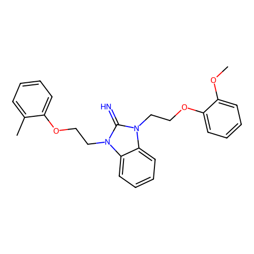 1-[2-(2-Methoxyphenoxy)ethyl]-3-[2-(2-methylphenoxy)ethyl]benzimidazol-2-imine structure