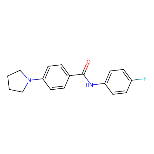N-(4-fluorophenyl)-4-(pyrrolidin-1-yl)benzamide structure