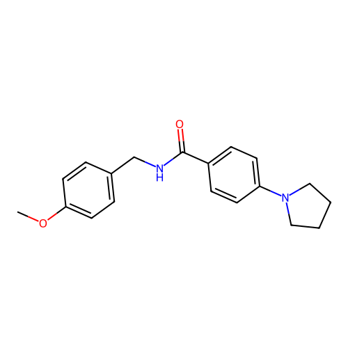 N-(4-methoxybenzyl)-4-(pyrrolidin-1-yl)benzamide structure
