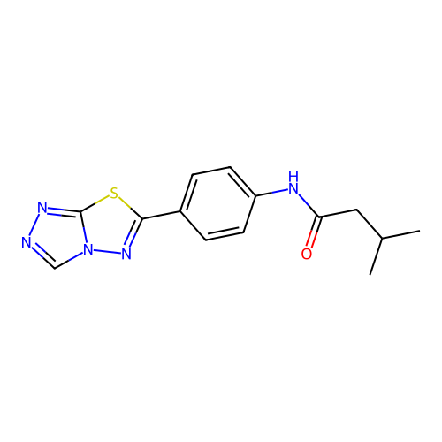 3-methyl-N-[4-([1,2,4]triazolo[3,4-b][1,3,4]thiadiazol-6-yl)phenyl]butanamide structure