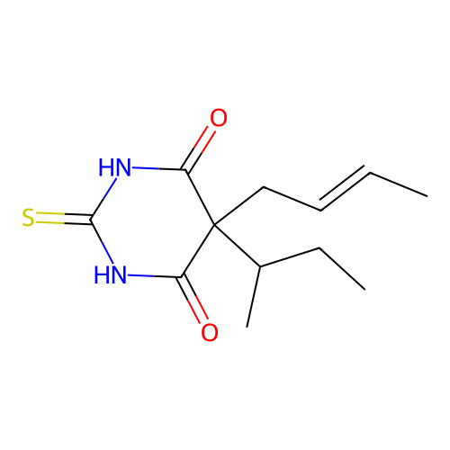 5-Butan-2-yl-5-but-2-enyl-2-sulfanylidene-1,3-diazinane-4,6-dione structure