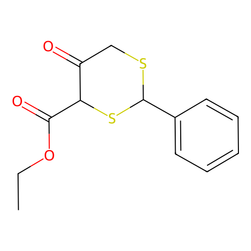 Ethyl 5-oxo-2-phenyl-1,3-dithiane-4-carboxylate structure