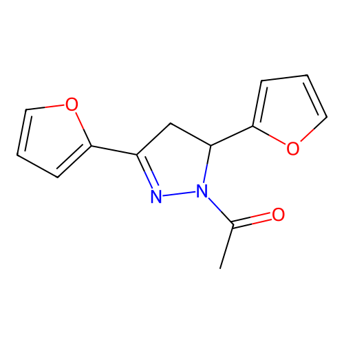 1-[3,5-Bis(furan-2-yl)-3,4-dihydropyrazol-2-yl]ethanone structure