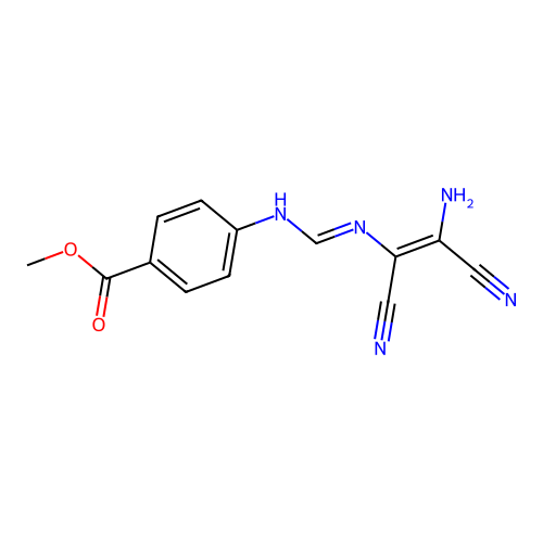 Methyl 4-[(2-amino-1,2-dicyanoethenyl)iminomethylamino]benzoate structure