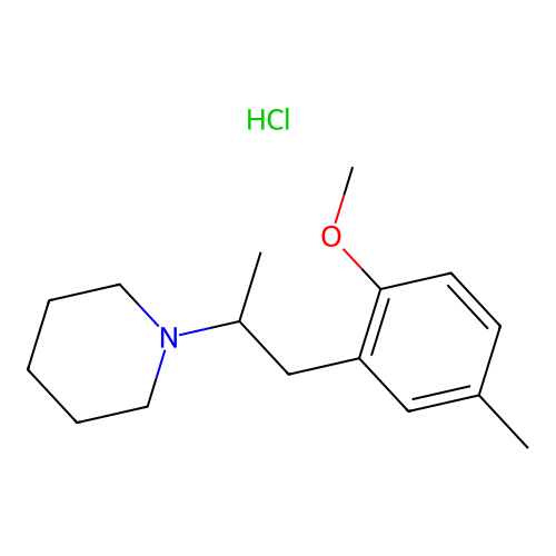 1-(1-(2-Methoxy-5-methylphenyl)propan-2-yl)piperidine--hydrogen chloride (1/1) structure