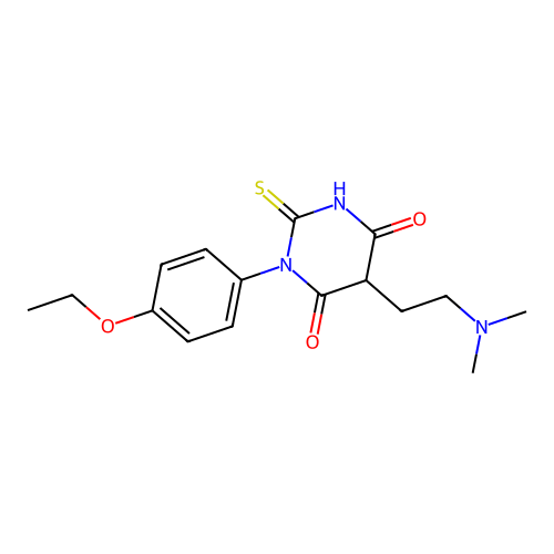 5-(2-(Dimethylamino)ethyl)-1-(p-ethoxyphenyl)-2-thiobarbituric acid structure