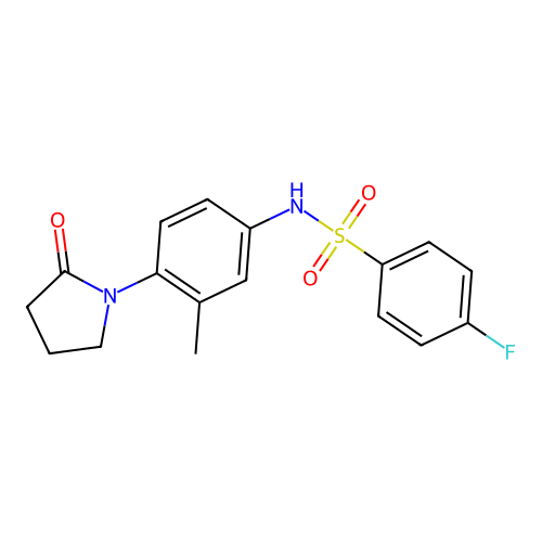 4-fluoro-N-[3-methyl-4-(2-oxopyrrolidin-1-yl)phenyl]benzenesulfonamide structure