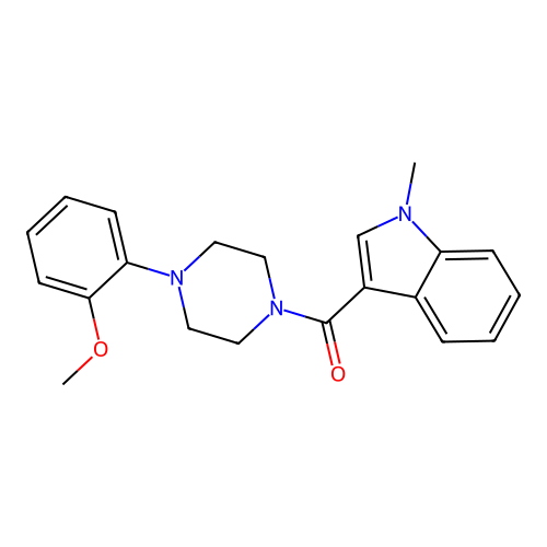 3-[4-(2-methoxyphenyl)piperazine-1-carbonyl]-1-methyl-1H-indole structure