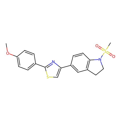 1-methanesulfonyl-5-[2-(4-methoxyphenyl)-1,3-thiazol-4-yl]-2,3-dihydro-1H-indole structure