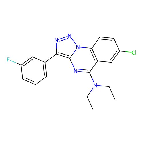 7-chloro-N,N-diethyl-3-(3-fluorophenyl)-[1,2,3]triazolo[1,5-a]quinazolin-5-amine structure