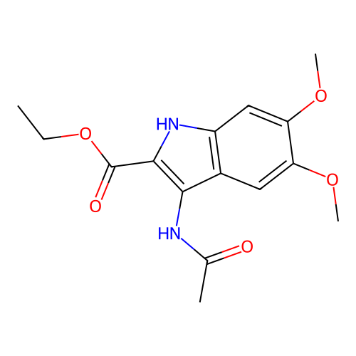 ethyl 3-(acetylamino)-5,6-dimethoxy-1H-indole-2-carboxylate structure