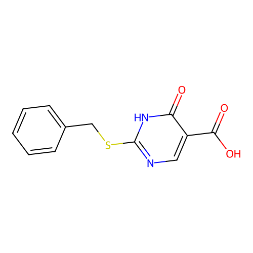 2-(Benzylthio)-4-hydroxy-5-pyrimidinecarboxylic acid structure