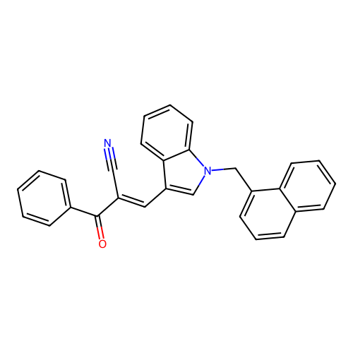 (E)-2-benzoyl-3-[1-(naphthalen-1-ylmethyl)indol-3-yl]prop-2-enenitrile structure