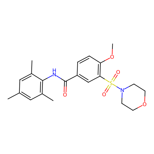 4-methoxy-3-morpholin-4-ylsulfonyl-N-(2,4,6-trimethylphenyl)benzamide structure