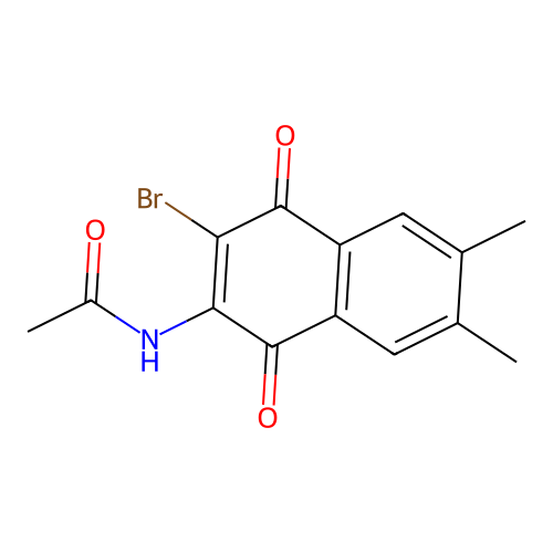 2-Acetamido-3-bromo-6,7-dimethyl-1,4-naphthoquinone structure