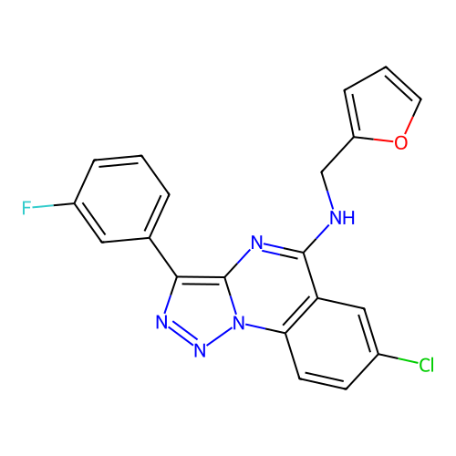 7-chloro-3-(3-fluorophenyl)-N-[(furan-2-yl)methyl]-[1,2,3]triazolo[1,5-a]quinazolin-5-amine structure