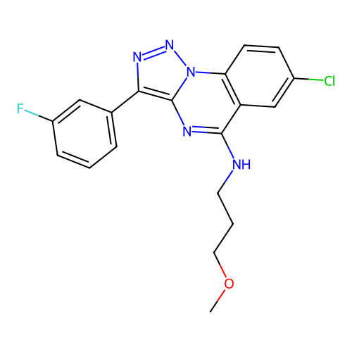 7-chloro-3-(3-fluorophenyl)-N-(3-methoxypropyl)-[1,2,3]triazolo[1,5-a]quinazolin-5-amine structure