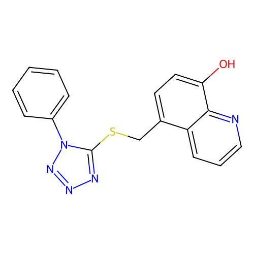 8-Quinolinol, 5-[[(1-phenyl-1H-tetrazol-5-yl)thio]methyl]- structure
