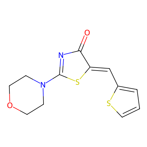 (5Z)-2-(morpholin-4-yl)-5-(thiophen-2-ylmethylidene)-1,3-thiazol-4(5H)-one structure