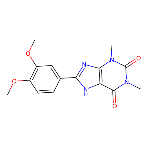 8-(3,4-dimethoxyphenyl)-1,3-dimethyl-3,7-dihydro-1H-purine-2,6-dione structure