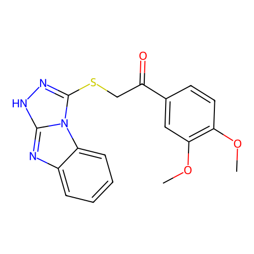2-((9H-benzo[4,5]imidazo[2,1-c][1,2,4]triazol-3-yl)thio)-1-(3,4-dimethoxyphenyl)ethanone structure
