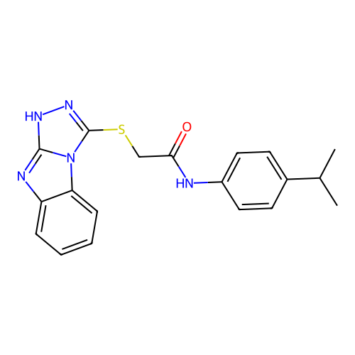 N-[4-(propan-2-yl)phenyl]-2-(9H-[1,2,4]triazolo[4,3-a]benzimidazol-3-ylsulfanyl)acetamide structure