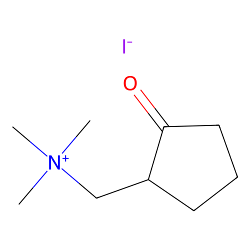 Trimethyl-[(2-oxocyclopentyl)methyl]azanium iodide structure
