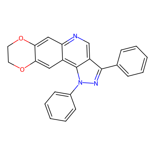 1,3-diphenyl-8,9-dihydro-1H-[1,4]dioxino[2,3-g]pyrazolo[4,3-c]quinoline structure