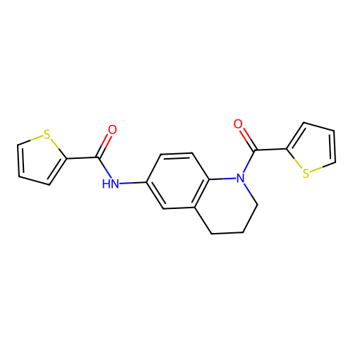 N-[1-(thiophene-2-carbonyl)-3,4-dihydro-2H-quinolin-6-yl]thiophene-2-carboxamide structure